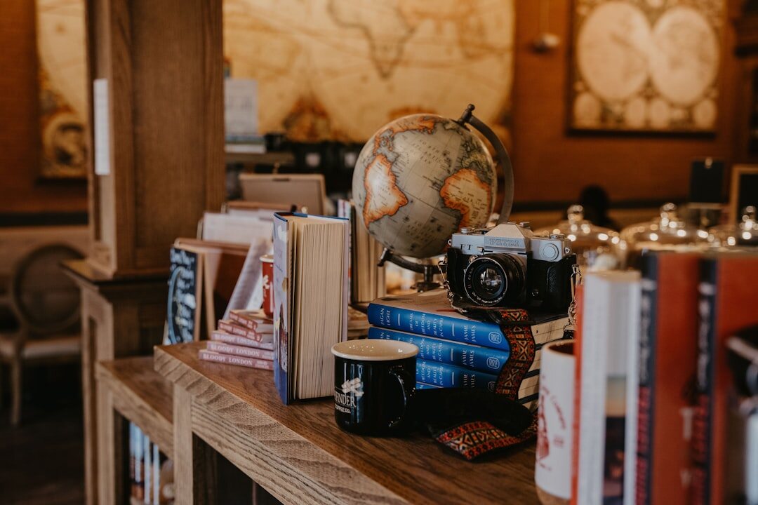 world map with books
